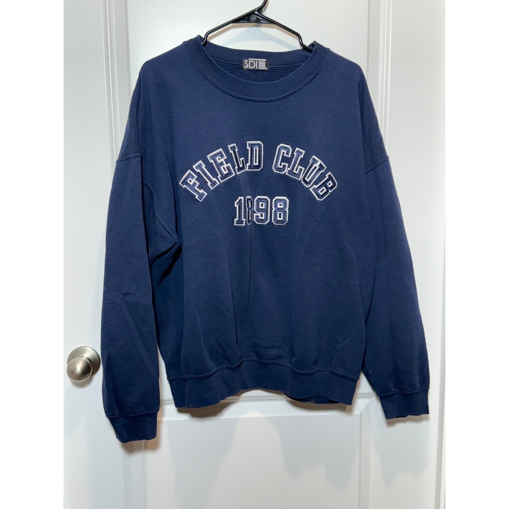 VINTAGE Field Club 1898 Navy Blue Sweatshirt Pullover Crewneck XL VTG Mens Women - Picture 1 of 10